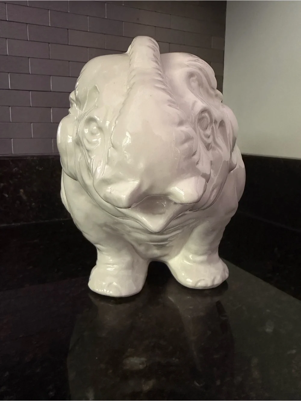 Vintage USA Pottery White Elephant Planter | Large Glossy Ceramic Cachepot | 12”